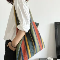ショルダーバッグ レディース 斜めがけ 軽量 大容量 韓国 a4 肩掛け ショルダーバッグ サック 小さめ ノーブランド 大きめ きれいめ おしゃれ 鞄 トートバッグ 折り畳み 持ち運び便利 サブバッグ エコバッグ レトロ ボーダー