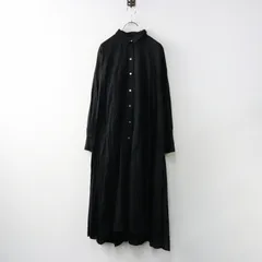 ミズイロインド mizuiro ind スタンドカラーフレアロングシャツワンピース/ブラック ドレス マキシ丈 ゆったり 長袖【2400014542912】