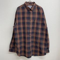 Columbia 長袖シャツ オンブレチェック ブラック/ブラウン/ベージュ ポケット付き ビッグサイズ ボタンダウン【メンズXL】