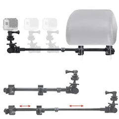 ChargerCityデュアルPost Telescopicヘッドレストマウントfor all GoPro Hero Session Sony Contour Roam Akaso Yi 4 K Ac