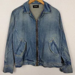  デニムジャケット ブルゾン　ジップアップ ウォッシュ加工 ダメージ加工 ブルー Mサイズ メンズ 古着 アメカジ ワーク系