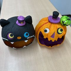 【セット販売】かぼちゃ置物　猫置物　猫　かぼちゃ　インテリア　可愛い置物