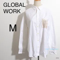 ★美品★ GLOBAL WORK グローバルワーク トップス　シャツ　長袖　無地　加工ポケット  ホワイト 送料無料　古着　レディース