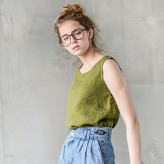 not PERFECT LINEN | LINEN TANK TOP (moss green) | 탱크탑 | 여성 UK8/S