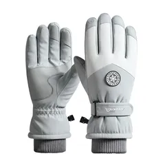 MORGEN SKY スキーグローブ スノーボードグローブ メンズ レディース 中綿 防寒 手袋 厚手 保温 撥水加工 滑り止め アウトドア スノー スキー スノボ 登山 雪遊び バイク 除雪 作業 SK15（女性用-グレー）