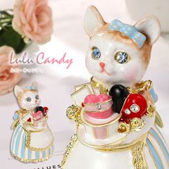EX614-1【正規品】ルル・キャンディ(水色ドレス) 猫 商標登録済み ネコ （招き猫） ジュエリーボックス ピィアース 東京銀座PICALS 東京銀座ピカルス 可愛い ブランド おしゃれ プレゼント オブジェ 置物 動物 誕生日プレゼント mer12