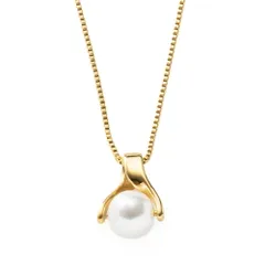 【ゴールド×ワンサイズ】[Cream dot. クリームドット公式] ネックレス レディース  ステンレス製 金属アレルギー つけっぱなし サージカルステンレス ショート チェーン パール 一粒 ひねり メタル ツイスト 大人 