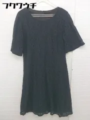 ◇ eme3 エメ 総レース 五分袖 膝丈 ワンピース サイズL ブラック系 レディース 【中古】 【1104300005679】