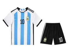 キッズ用 アルゼンチン メッシ10番サッカーセットユニフォーム上下 幼稚園・運動会対応