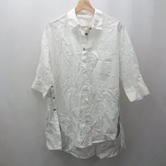 ◇ ⊂ Editt サイドスリット　フロントボタン　シンプル　大人カジュアル 七分袖 シャツ サイズF ホワイト系 レディース E  【1505290014748】