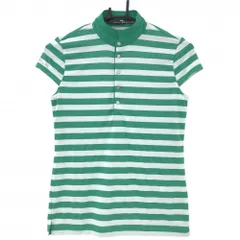 ★特価★【美品】RLXラルフローレン 半袖ポロシャツ グリーン×白 ボーダー スナップボタン レディース XS ゴルフウェア Ralph Lauren