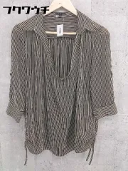 ◇ INDIVI インディヴィ ストライプ 七分袖 ブラウス カットソー サイズ40 ベージュ ブラック レディース 【中古】 【1002800494811】