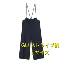 サロペットワイドパンツ（ネイビーストライプ）　Lサイズ