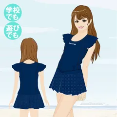 オンスクール水着・女の子 プリーツセパレーツ 2点 めくれ防止（ジュニア/140･150･160）379105