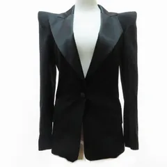 バルマン BALMAIN タキシード テーラードジャケット ブレザー  総裏 本切羽 1B 黒 ブラック 36 約Mサイズ IBO52 0606のサムネイル