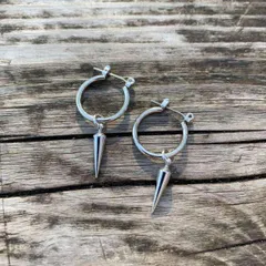 【両耳ピアス】 スパイク フープピアス チタンポスト メンズ レディース