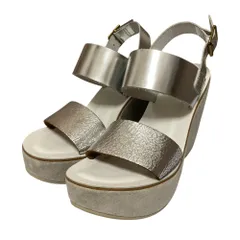 美品 FABIO RUSCONI ファビオルスコーニ 厚底 ウェッジソール バックストラップ サンダル サイズ38 約25cm シルバー レディース 古着 中古 USED