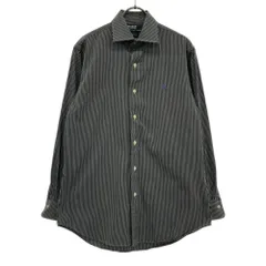 ポロバイラルフローレン ストライプ ロゴ刺繍 長袖 ドレスシャツ 39-82 ブラック×ホワイト Polo by Ralph Lauren メンズ