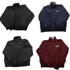 古着卸 まとめ売り 裏地フリース ジャケット 4枚セット (メンズ L ) ナイロン スタンドカラー ブルゾン ブラック 中古 古着 NC2099