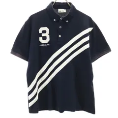 adidas アディダス ゴルフ 半袖 ボタンダウン ポロシャツ L ネイビー レディース 古着