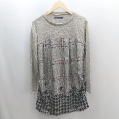 ◇ ⊇ AS KNOW AS アズノゥアズ チェック柄 長袖 膝丈 ワンピース サイズF グレー系 レディース E  【1502060012256】のサムネイル