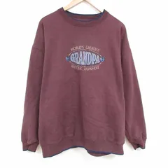 XL/古着 長袖 スウェット メンズ 00s グランパ 刺繍 大きいサイズ クルーネック こげ茶 ブラウン 25apr28 中古 スエット トレーナー トップ