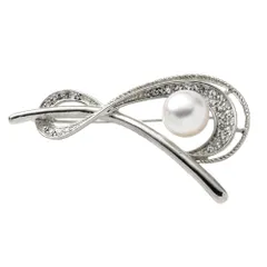 【A：シルバー×ワンサイズ】[Cream dot. クリームドット公式]  6タイプ ブローチ フォーマル 卒業式 卒園式 入学式 入園式 コサージュ 華やか ピン 上品 エレガント キュービックジルコニア ビジュー パール フラワー 大人  