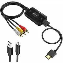 HDMI+AV 雄ケーブル付き KKM-ラブショーJCT請求書発行RCA to HDMI 変換コンバーター AV to HDMI コンポジット 4K1080720P切り替え 音声出力可 USB給電 3色赤 白 黄ビデオavケーブル hdmi ケーブル付き N6