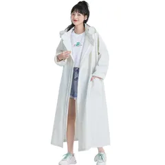 [Vulpns] レインポンチョ ポンチョ 自転車 レインコート リュック対応 ロング 軽量 通学 完全防水 防風 耐久性 豪雨 梅雨対策 収納袋つき ポケット付き 長い おしゃれ 旅行 丈夫 春 秋 White XL