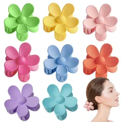【在庫セール】通勤 レディース お風呂 髪飾り ヘアアクセサリー フラワー しっかり クリップ 髪留め ランダム色 おしゃれ 8個セット バンスクリップ 大きめ 花 ヘアクリップ