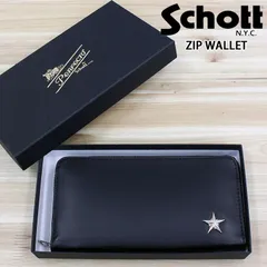 Schott ショット ONE STAR ZIP WALLET 本革長財布 ワンスター ジップウォレット ブラック 本革 レザー 財布 星 スタッズ メンズ ブランドのサムネイル