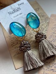 602≫アルコールインクアート【nara】2wayタッセルピアス