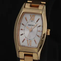 美品　SEIKO　セイコー　V117　ゴールド　ホワイト　ブラウン　ソーラー SEIKO セイコー ルキア 腕時計 ソーラー V117-0CD0 ゴールド