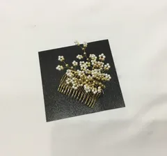 髪飾り/美品/パール/白×金/着物/和服/イベント/結婚式/二十歳集い/和装小物【ゆずりは】8145