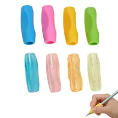 【人気商品】8点セット 柔らかい シリコン ペングリップ 鉛筆グリップ 子供 鉛筆もちかた 矯正 鉛筆持ち方サポーター 筆記矯正器具 握り方正しい持ち方 鉛筆セット