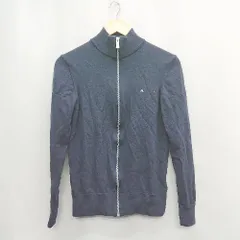 ◇ ⊇ J.LINDEBERG ジェイリンドバーグ ハイゲージ ニット 長袖 カーディガン サイズM ネイビー レディース E  【1505130013672】