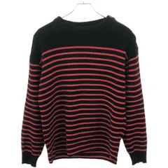 SAINT LAURENT PARIS サンローラン パリ 14AW ショルダーボタンボーダーニットセーター 352892 Y1F01 ブラック レッド Sのサムネイル