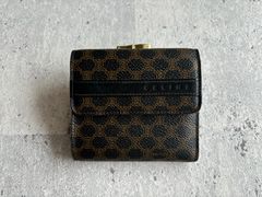 CELINE ブラックマカダム柄 英字ロゴ がま口財布