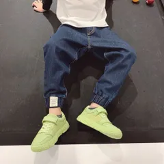 ☆ ブルー ☆ 140cm ☆ デニムパンツ キッズ ly9dp7 キッズ デニム パンツ ズボン 長ズボン サルエル サルエルパンツ ボトムス ジーパン 子供服 ストレッチ ゆったり ウエストゴム 通園 通学 幼稚園 小学生 ポケット付き おしゃれ