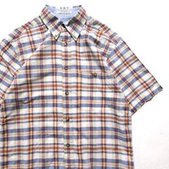 90's 00's オービス ORVIS マドラスチェック コットン ボタンダウンシャツ 半袖 (M) インド綿 旧タグ オールド 90年代 00年代　アメリカ古着 USED  ビンテージ ヴィンテージ