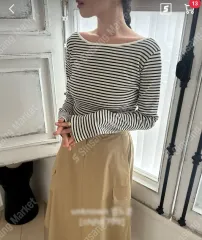 ボーダー柄 リバーシブル 長袖Tシャツ