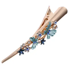 【人気商品】ダッカール クリップピン くちばしクリップ 大 お花 ヘアクリップ 髪留め Frcolor レディース ヘアアクセサリー 1本（ブルー）