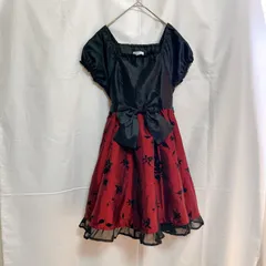 美品 Catherine Cottage キャサリンコテージ 女の子 子供用ドレス  ワンピース 130㎝  リボン レース フリル サテン バラ パフスリーブ ブラック ワインレッド