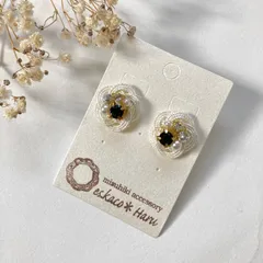 水引とビジューのピアス ベージュゴールド 着物や袴お呼ばれ成人式七五三にも