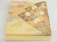 平和屋-こころ店◎綴れ　太鼓柄袋帯　作家物　風景文　銀通し地　正絹　逸品　AAAG9839Apf