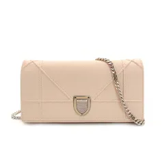 クリスチャン ディオール Christian Dior ディオラマ チェーン ウォレット ショルダーバッグ ライトピンク レザー シルバー金具 7-9-196