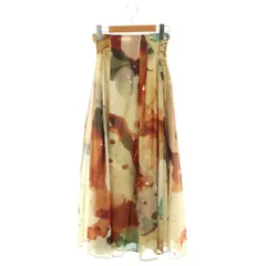 アメリヴィンテージ Ameri VINTAGE UNDRESSED AMELIA INK ART SKIRT スカート フレア マキシ ロング S ベージュ /AT ■OS