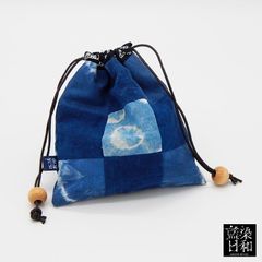藍染パッチワーク巾着