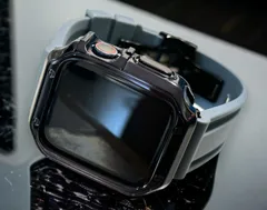 ブラック&グレー　アップルウォッチ ラバーベルト カバー　ケース メンズ レディース 38mm 40mm 41mm 42mm 44mm 45mm　メンズ レディース Apple Watch スポーツバンド