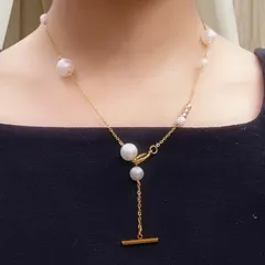 付けっぱなしOK 【ランダム コットンパール ネックレス】 サージカルステンレス アシンメトリー レディース ブランド マンテル ゴールド シルバ